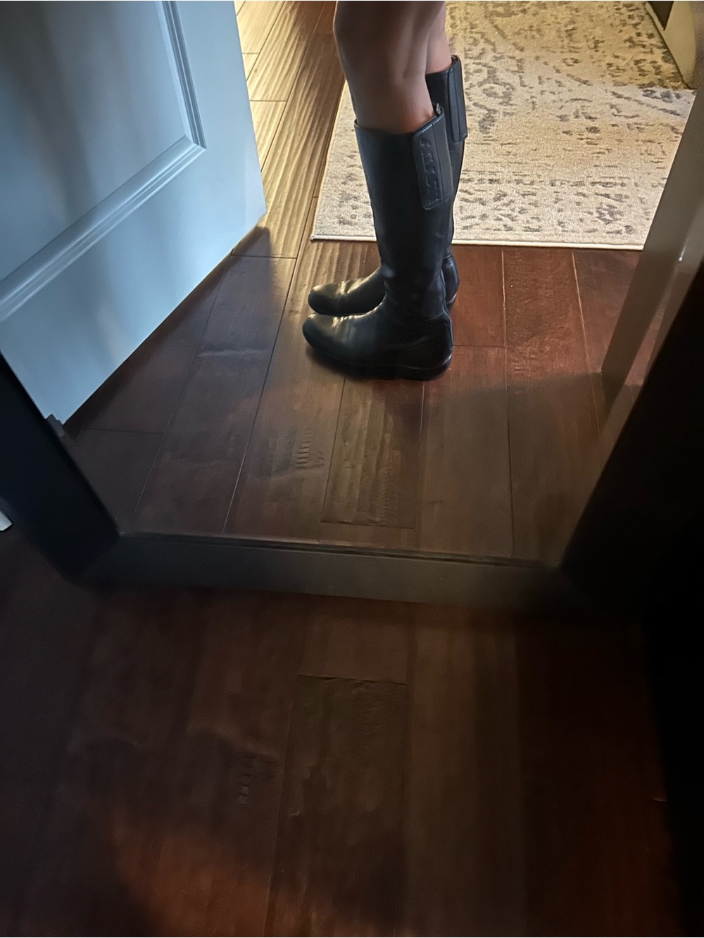 Prada Black Leather Tall Riding Boots - Picture 4 of 7